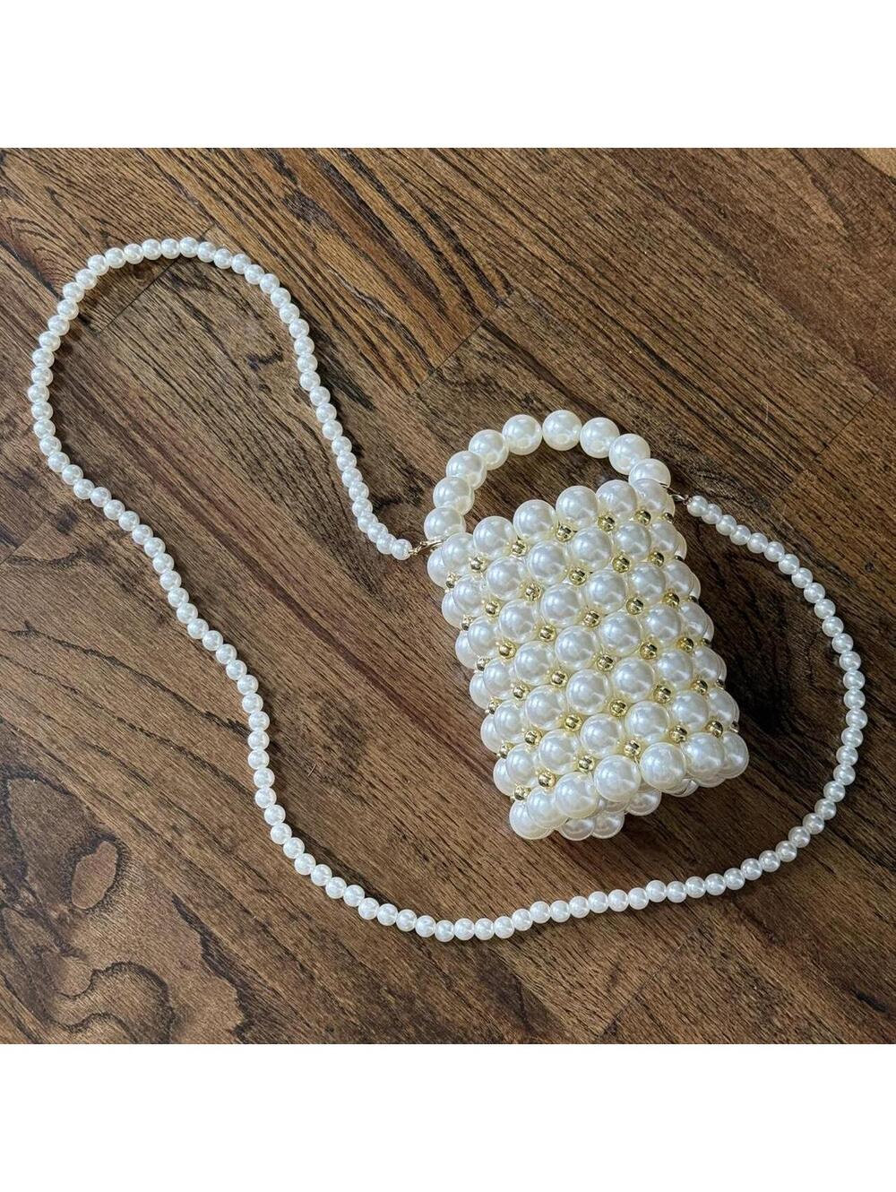 🦪 Vintage Faux Pearl Beaded Mini Bag - Picture 3 of 6